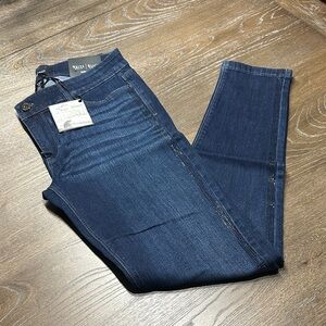 White House Black Market Blue Jeans with Tuxedo Stripe Detail